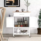 Chariot d'îlot de cuisine roulant Costway avec tiroir, armoire de rangement à 2 portes, plateau inférieur
