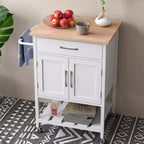 Chariot d'îlot de cuisine roulant Costway avec tiroir, armoire de rangement à 2 portes, plateau inférieur