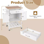 Chariot d'îlot de cuisine roulant Costway avec tiroir, armoire de rangement à 2 portes, plateau inférieur