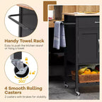 Chariot d'îlot de cuisine roulant Costway avec tiroir, armoire de rangement à 2 portes, plateau inférieur