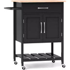 Costway Rolling Kitchen Island Cart w/ Drawer 2-Door Storage Cabinet Bottom Tray
