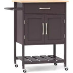 Chariot d'îlot de cuisine roulant Costway avec tiroir, armoire de rangement à 2 portes, plateau inférieur