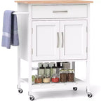Chariot d'îlot de cuisine roulant Costway avec tiroir, armoire de rangement à 2 portes, plateau inférieur