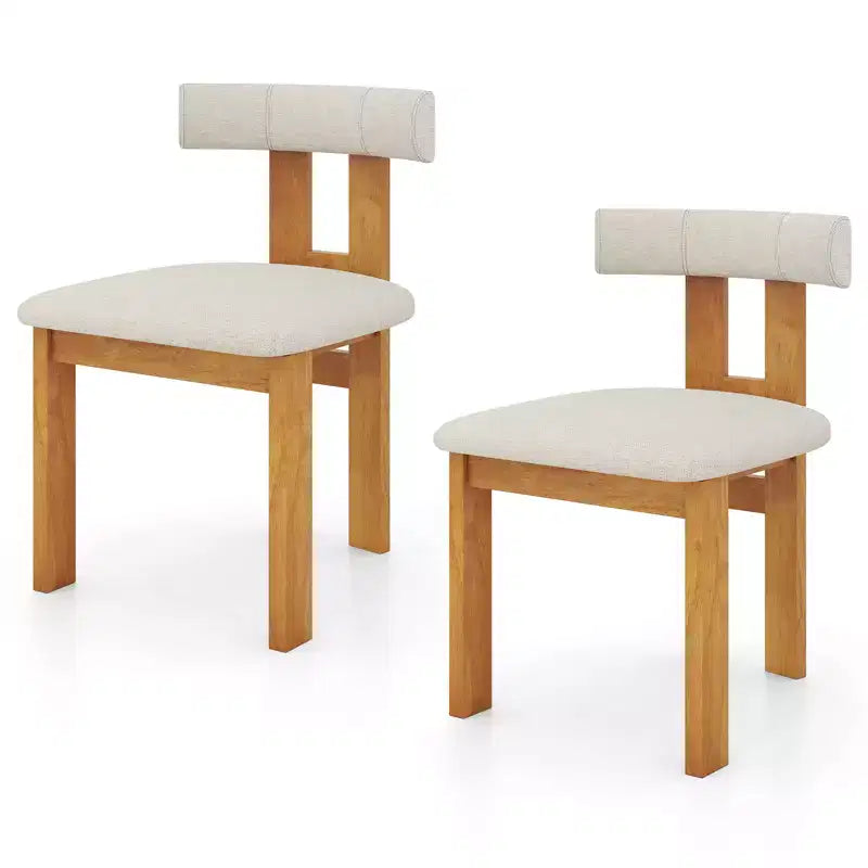 Costway Dining Chair Set of 2 Upholstered Kitchen Chair w/ Padded Seat & Curved Backrest