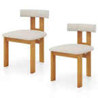 Costway Dining Chair Set of 2 Upholstered Kitchen Chair w/ Padded Seat & Curved Backrest