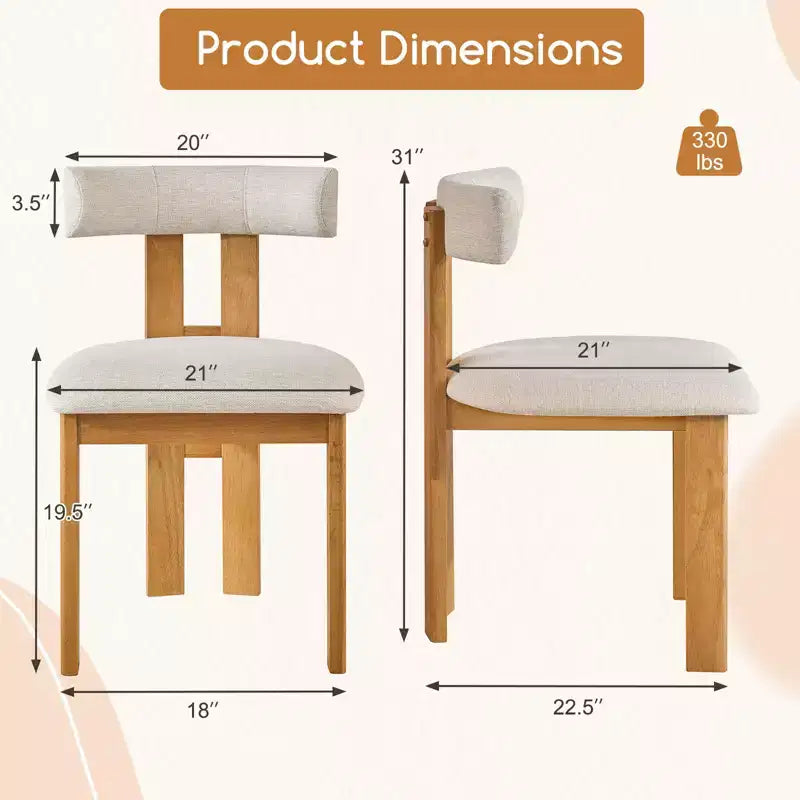 Costway Lot de 2 Chaises de Salle à Manger Rembourrées avec Assise Matelassée et Dossier Incurvé