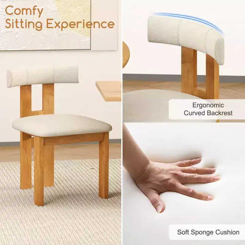 Costway Lot de 2 Chaises de Salle à Manger Rembourrées avec Assise Matelassée et Dossier Incurvé
