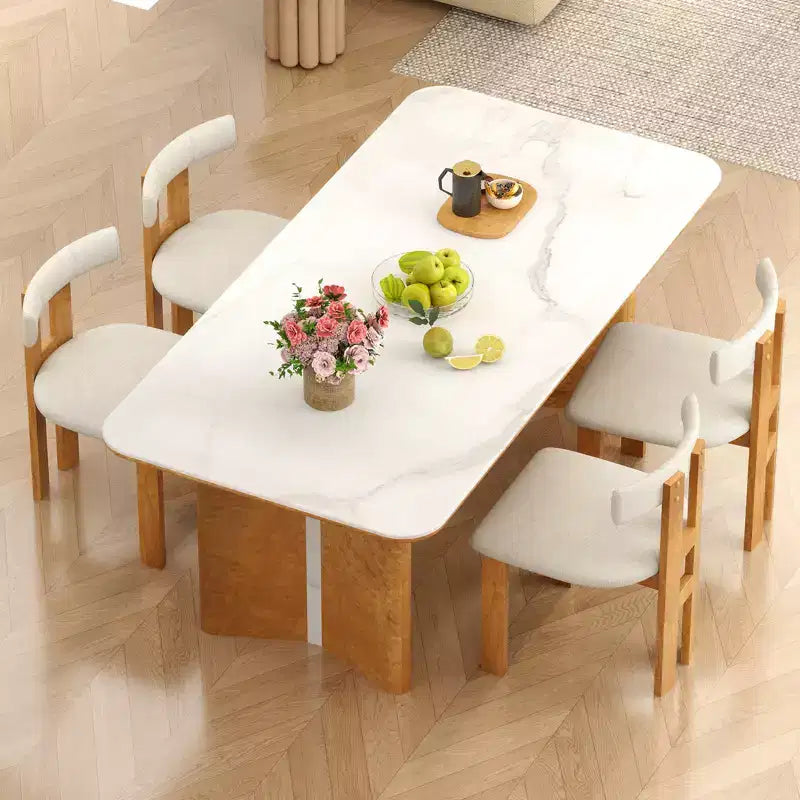 Costway Lot de 2 Chaises de Salle à Manger Rembourrées avec Assise Matelassée et Dossier Incurvé