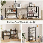 Étagère de rangement pliable à 5 niveaux Costway avec roues, étagères réglables, unité de rayonnage en métal