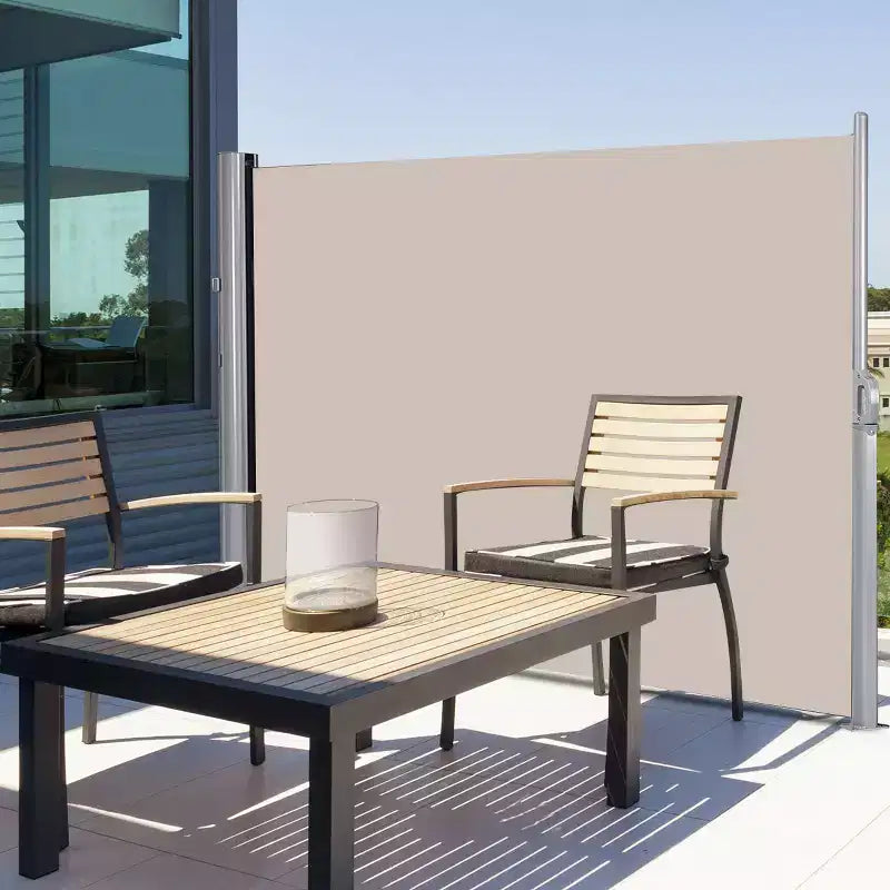 Costway 118,5 x 71 Brise-vue rétractable pliable latéral de terrasse Beige