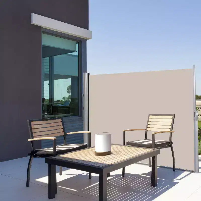 Costway 118,5 x 71 Brise-vue rétractable pliable latéral de terrasse Beige