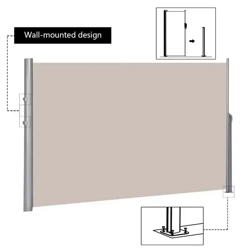 Costway 118,5 x 71 Brise-vue rétractable pliable latéral de terrasse Beige
