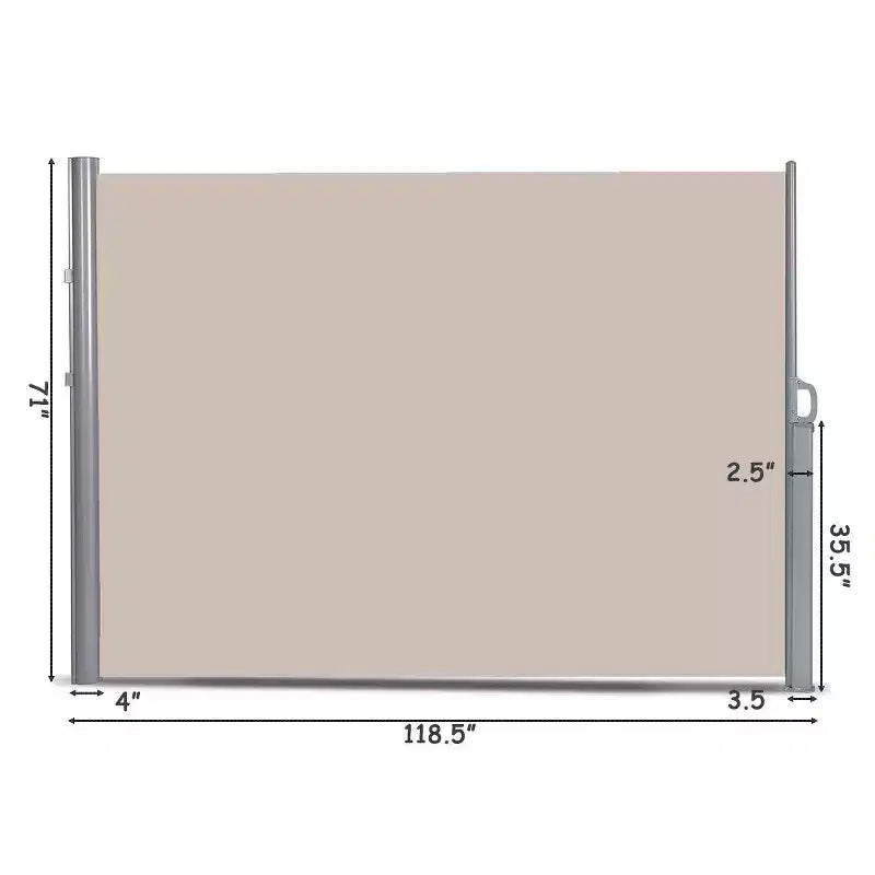 Costway 118,5 x 71 Brise-vue rétractable pliable latéral de terrasse Beige