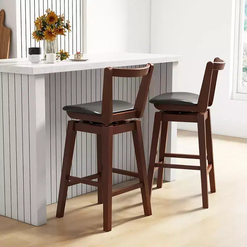 Tabouret de Bar pivotant Costway 30,5, dossier creux en cuir PU rembourré