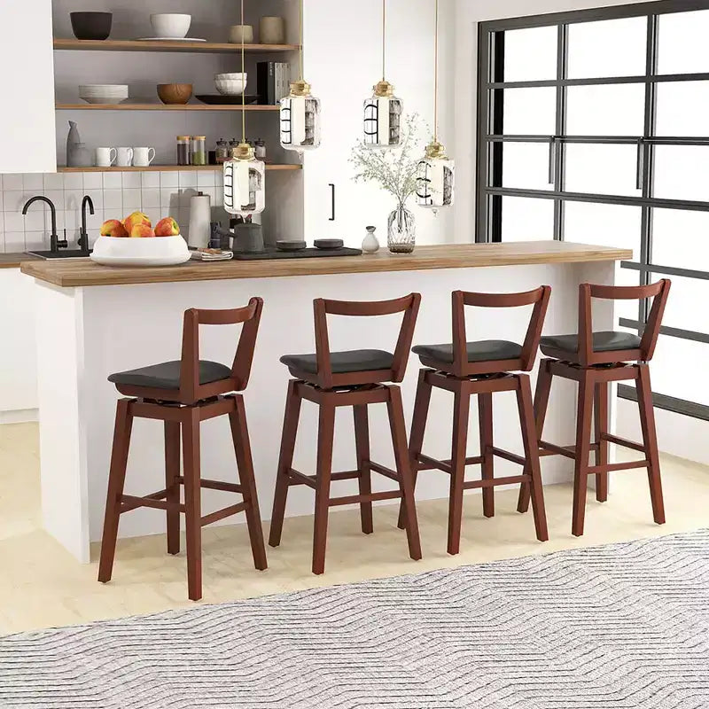 Tabouret de Bar pivotant Costway 30,5, dossier creux en cuir PU rembourré