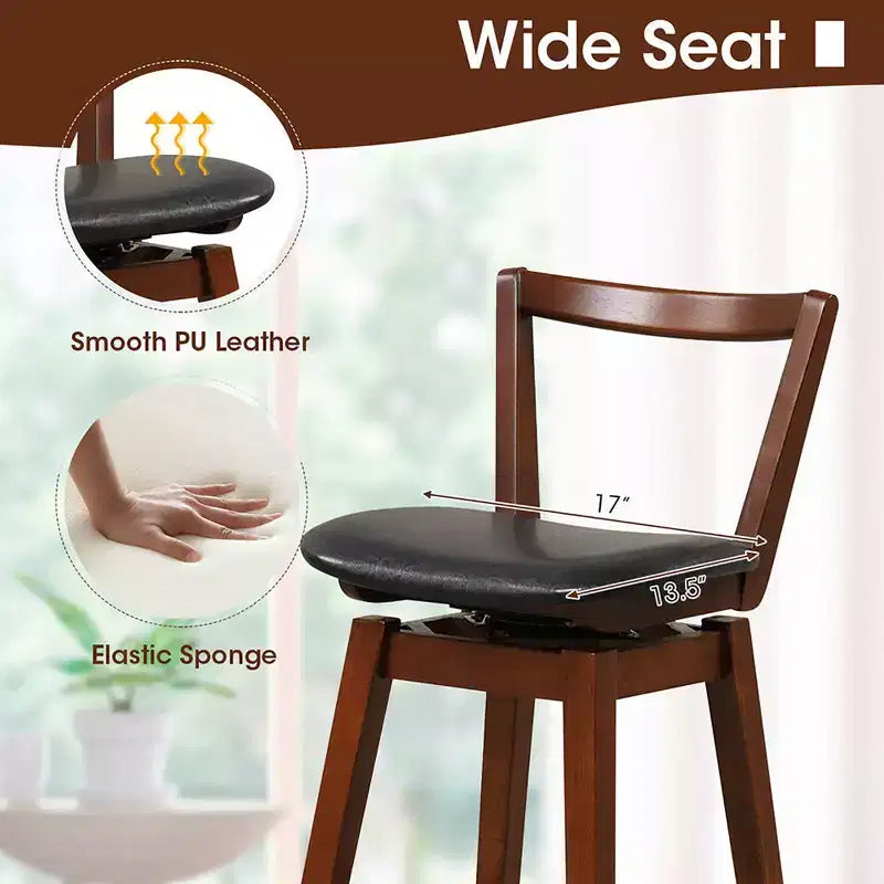 Tabouret de Bar pivotant Costway 30,5, dossier creux en cuir PU rembourré