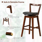 Tabouret de Bar pivotant Costway 30,5, dossier creux en cuir PU rembourré