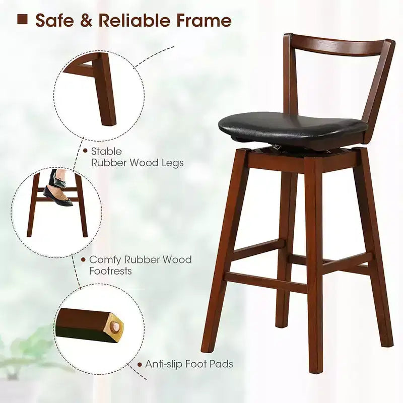 Tabouret de Bar pivotant Costway 30,5, dossier creux en cuir PU rembourré