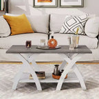 Table basse Costway 40" avec étagère de rangement et pieds en X pour salon ou chambre à coucher