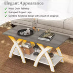 Table basse Costway 40" avec étagère de rangement et pieds en X pour salon ou chambre à coucher