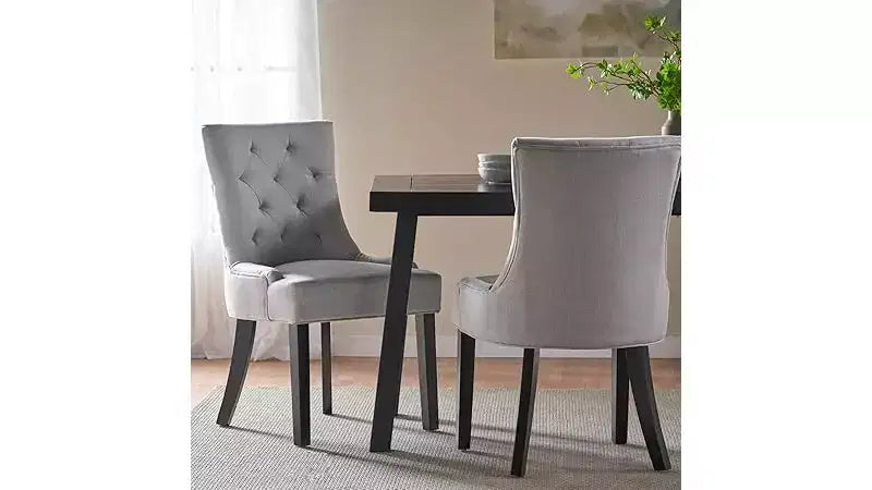 Lot de 2 chaises de salle à manger, chaises d'appoint rembourrées avec dossier capitonné et pieds en bois, chaises contemporaines pour cuisine et salle à manger