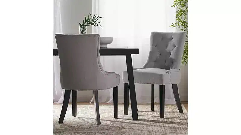 Lot de 2 chaises de salle à manger, chaises d'appoint rembourrées avec dossier capitonné et pieds en bois, chaises contemporaines pour cuisine et salle à manger