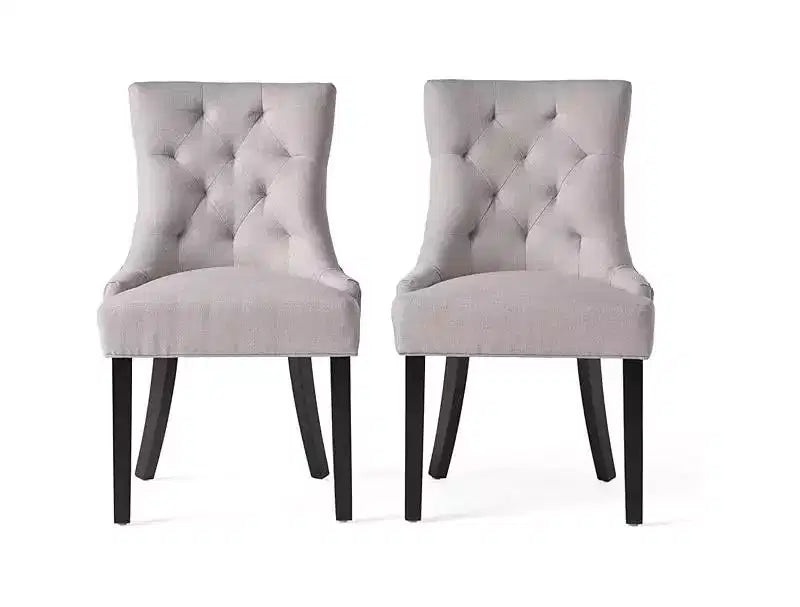 Lot de 2 chaises de salle à manger, chaises d'appoint rembourrées avec dossier capitonné et pieds en bois, chaises contemporaines pour cuisine et salle à manger