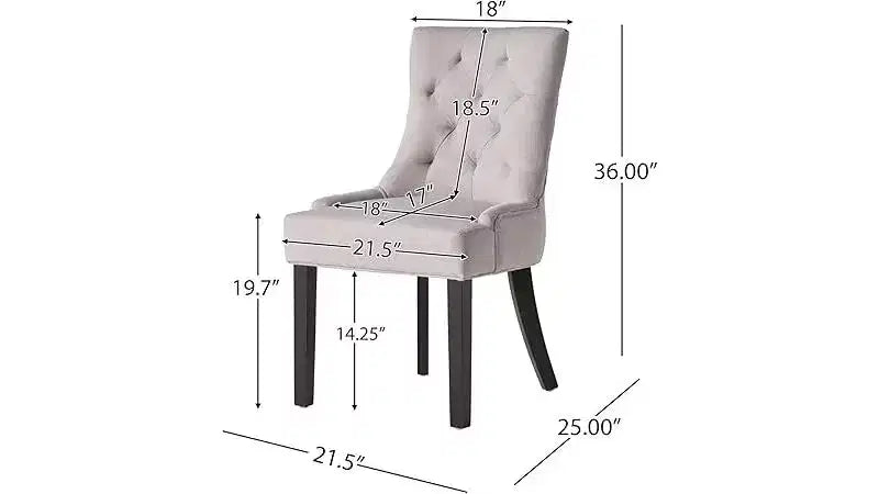 Lot de 2 chaises de salle à manger, chaises d'appoint rembourrées avec dossier capitonné et pieds en bois, chaises contemporaines pour cuisine et salle à manger