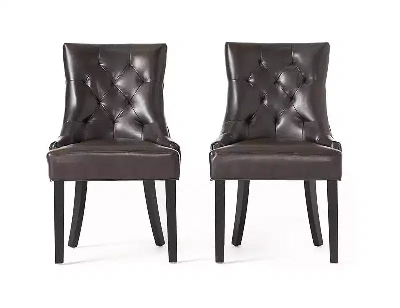 Lot de 2 chaises de salle à manger, chaises d'appoint rembourrées avec dossier capitonné et pieds en bois, chaises contemporaines pour cuisine et salle à manger