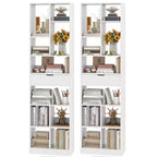 Costway 2PCS 71 Tall Bookcase w/ Drawer Modern Bookshelf w/ 10 Open Cubes Display Rack