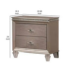 Table de chevet Royal Hampton 24 po, 2 tiroirs, façades de tiroirs texturées, finition dorée