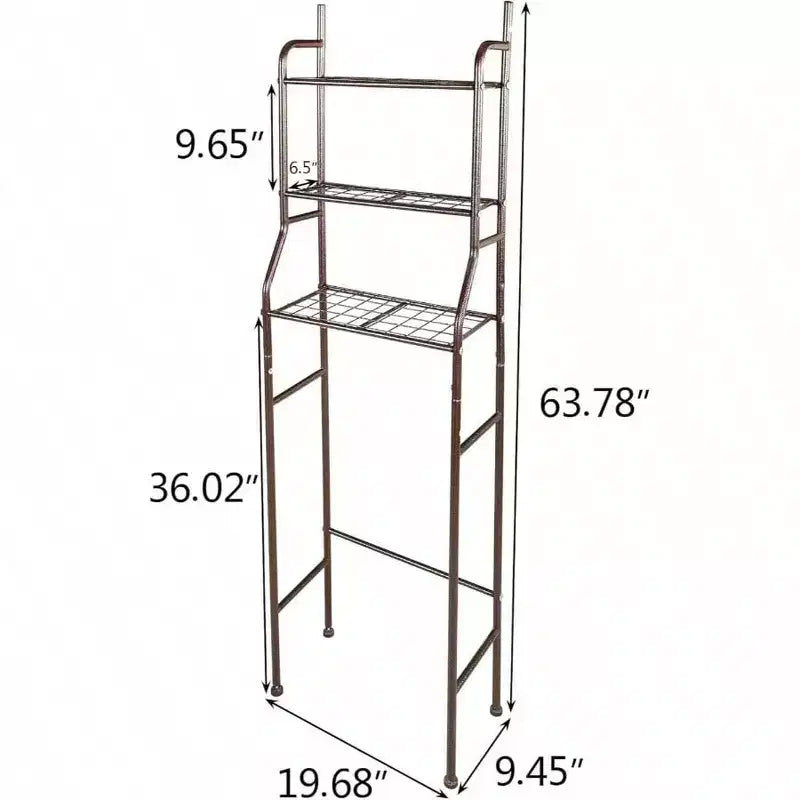 3 - Organisateur de salle de bain à étagères au-dessus des toilettes, support d'angle marron, étagère de rangement pour petites salles de bain
