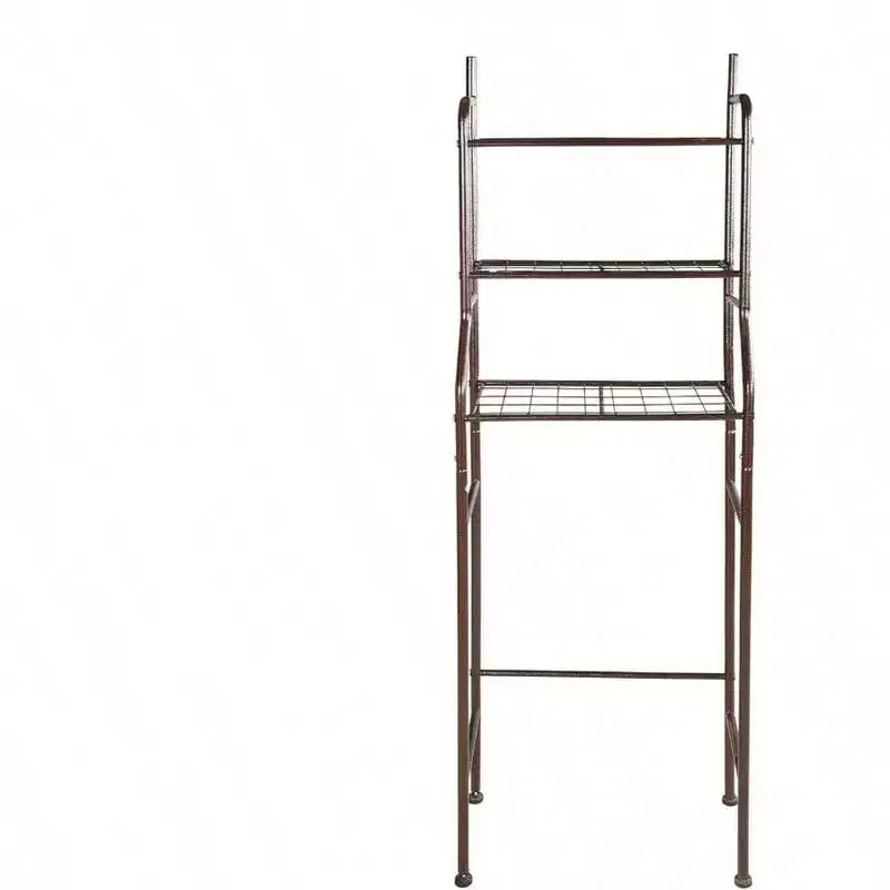 3 - Organisateur de salle de bain à étagères au-dessus des toilettes, support d'angle marron, étagère de rangement pour petites salles de bain