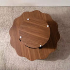 Table basse irrégulière moderne en bois GDFStudio Riven avec rangement ouvert