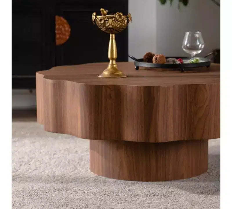 Table basse irrégulière moderne en bois GDFStudio Riven avec rangement ouvert