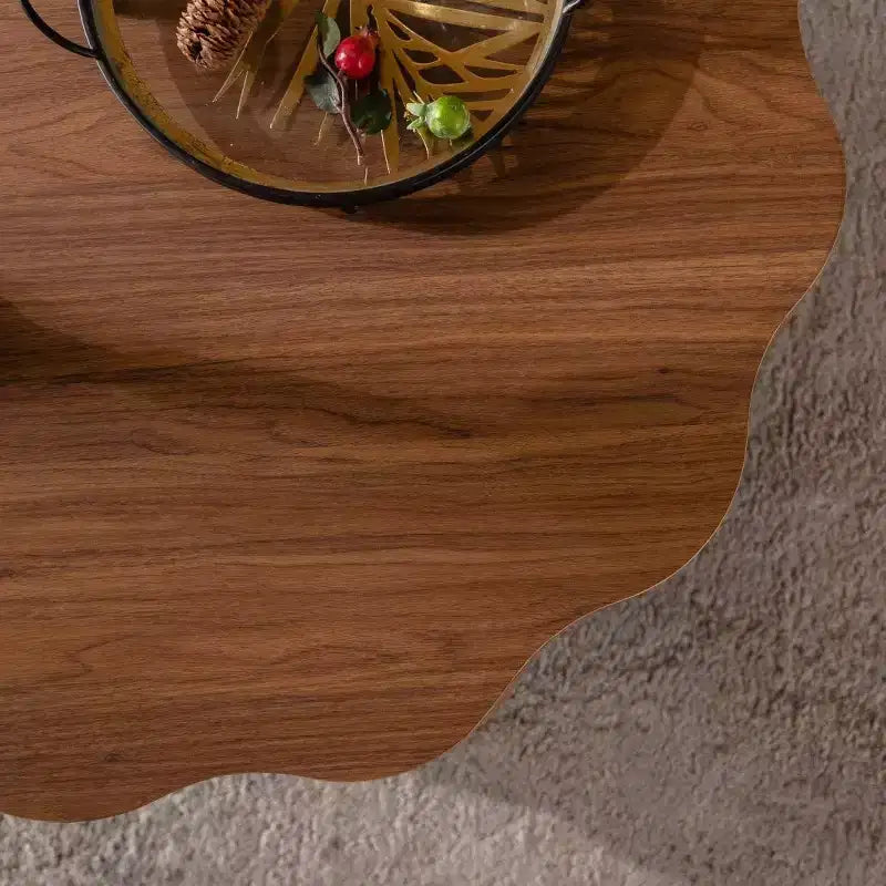 Table basse irrégulière moderne en bois GDFStudio Riven avec rangement ouvert