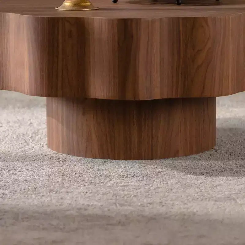 Table basse irrégulière moderne en bois GDFStudio Riven avec rangement ouvert