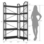 Étagère d'Angle Industrielle Garvee, Bibliothèque d'Angle en Forme de L à 5 ou 7 Niveaux avec Design Perlé et Pieds Réglables