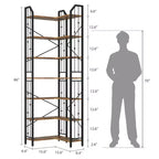 Étagère d'Angle Industrielle Garvee, Bibliothèque d'Angle en Forme de L à 5 ou 7 Niveaux avec Design Perlé et Pieds Réglables