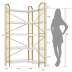 Étagère d'Angle Industrielle Garvee, Bibliothèque d'Angle en Forme de L à 5 ou 7 Niveaux avec Design Perlé et Pieds Réglables