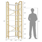 Étagère d'Angle Industrielle Garvee, Bibliothèque d'Angle en Forme de L à 5 ou 7 Niveaux avec Design Perlé et Pieds Réglables