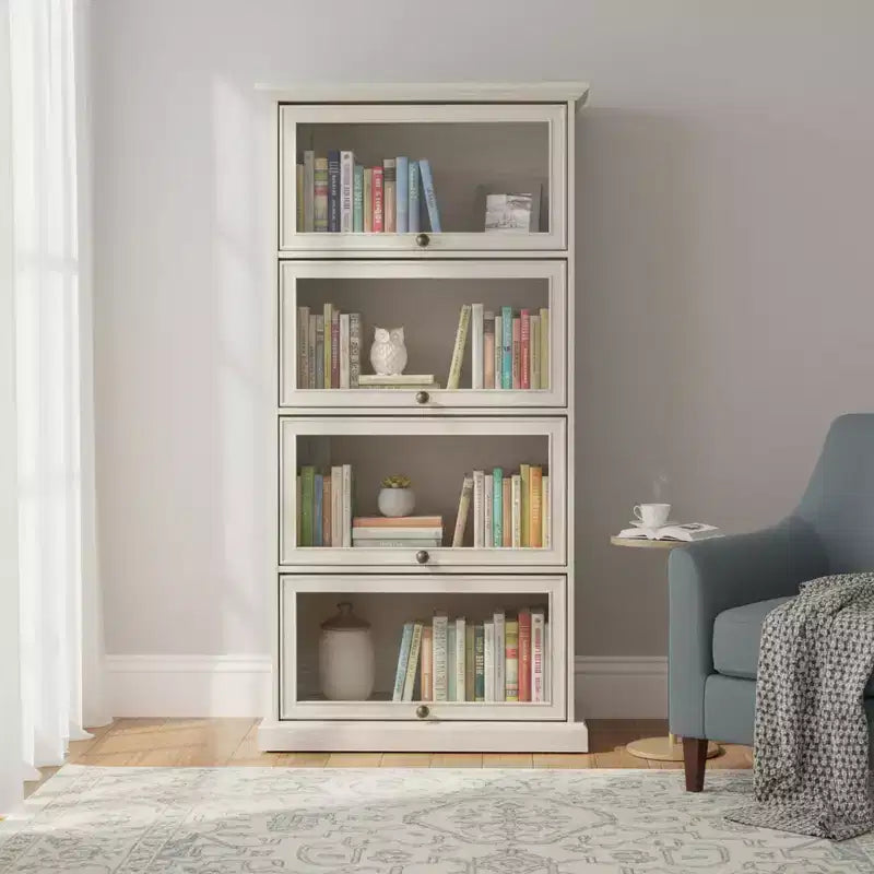 Vitrine en verre à 4 niveaux Homy Casa avec portes relevables pour salon, entrée ou bureau
