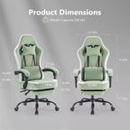 TUYOHW Fauteuil de bureau en microfibre pivotant à roulettes, avec appui-tête et coussin lombaire amovibles, chaise de jeu pour bureau