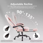 TUYOHW Fauteuil de bureau en microfibre pivotant à roulettes, avec appui-tête et coussin lombaire amovibles, chaise de jeu pour bureau