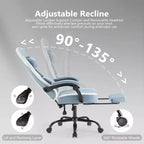 TUYOHW Fauteuil de bureau en microfibre pivotant à roulettes, avec appui-tête et coussin lombaire amovibles, chaise de jeu pour bureau