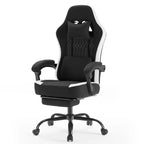 TUYOHW Fauteuil de bureau en microfibre pivotant à roulettes, avec appui-tête et coussin lombaire amovibles, chaise de jeu pour bureau