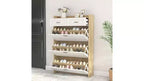 Meuble à chaussures avec 3 tiroirs basculants, 2 tiroirs de rangement, organisateur de chaussures autoportant moderne pour couloir, chambre à coucher, entrée, rangement blanc
