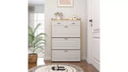 Meuble à chaussures avec 3 tiroirs basculants, 2 tiroirs de rangement, organisateur de chaussures autoportant moderne pour couloir, chambre à coucher, entrée, rangement blanc