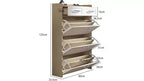 Meuble à chaussures avec 3 tiroirs basculants, 2 tiroirs de rangement, organisateur de chaussures autoportant moderne pour couloir, chambre à coucher, entrée, rangement blanc