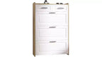 Meuble à chaussures avec 3 tiroirs basculants, 2 tiroirs de rangement, organisateur de chaussures autoportant moderne pour couloir, chambre à coucher, entrée, rangement blanc